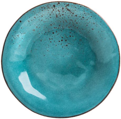 צלחת עגולה Turquoise Reactive Glaze Flat Plate
